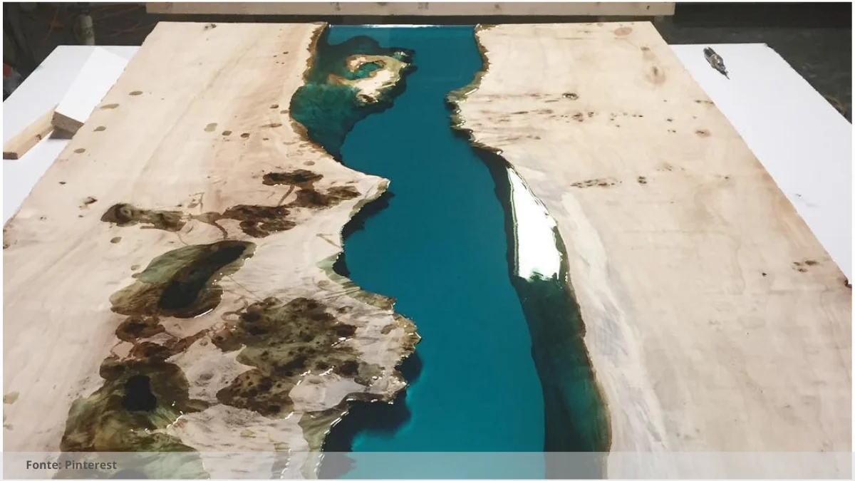 Mesa de resina com pedras Mesa de resina com pedras