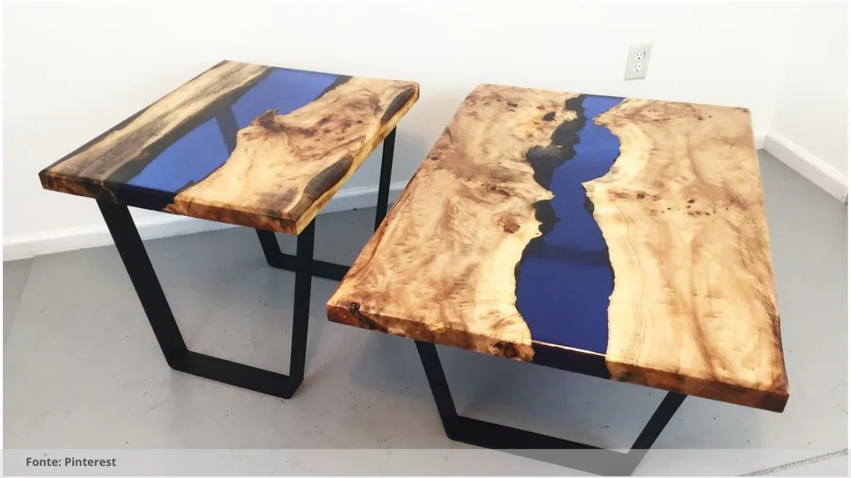 Mesa de madeira com resina epóxi como fazer Mesa de madeira com resina epóxi como fazer