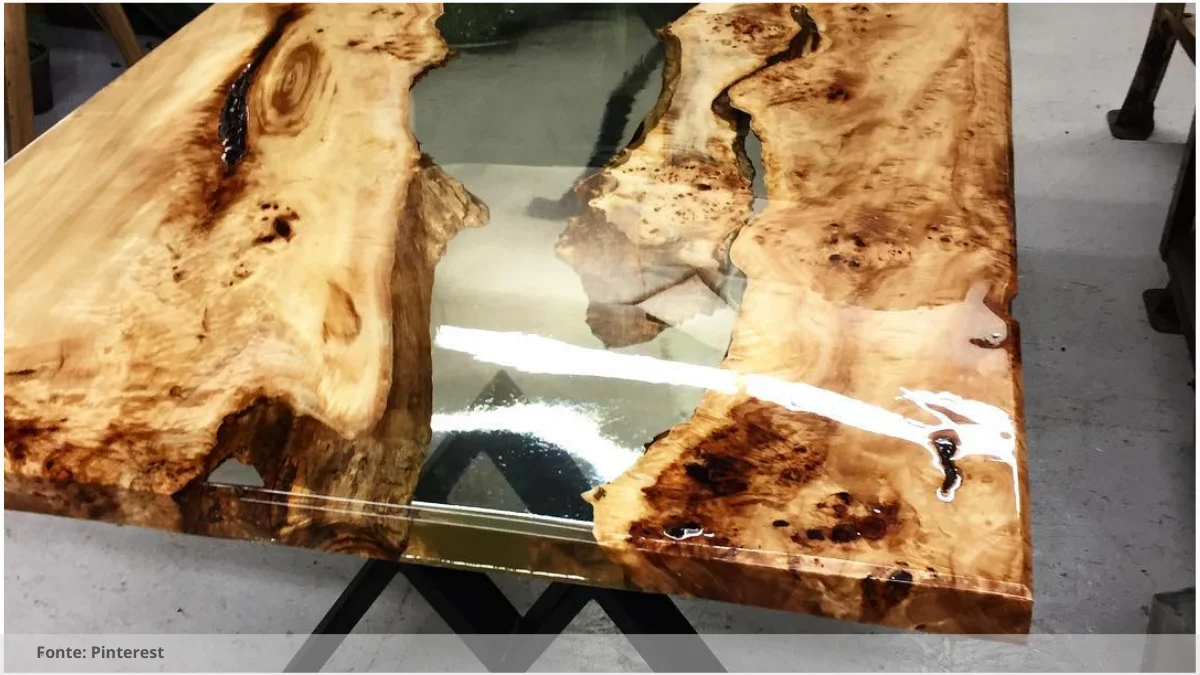 Mesa de jantar resina vermelha