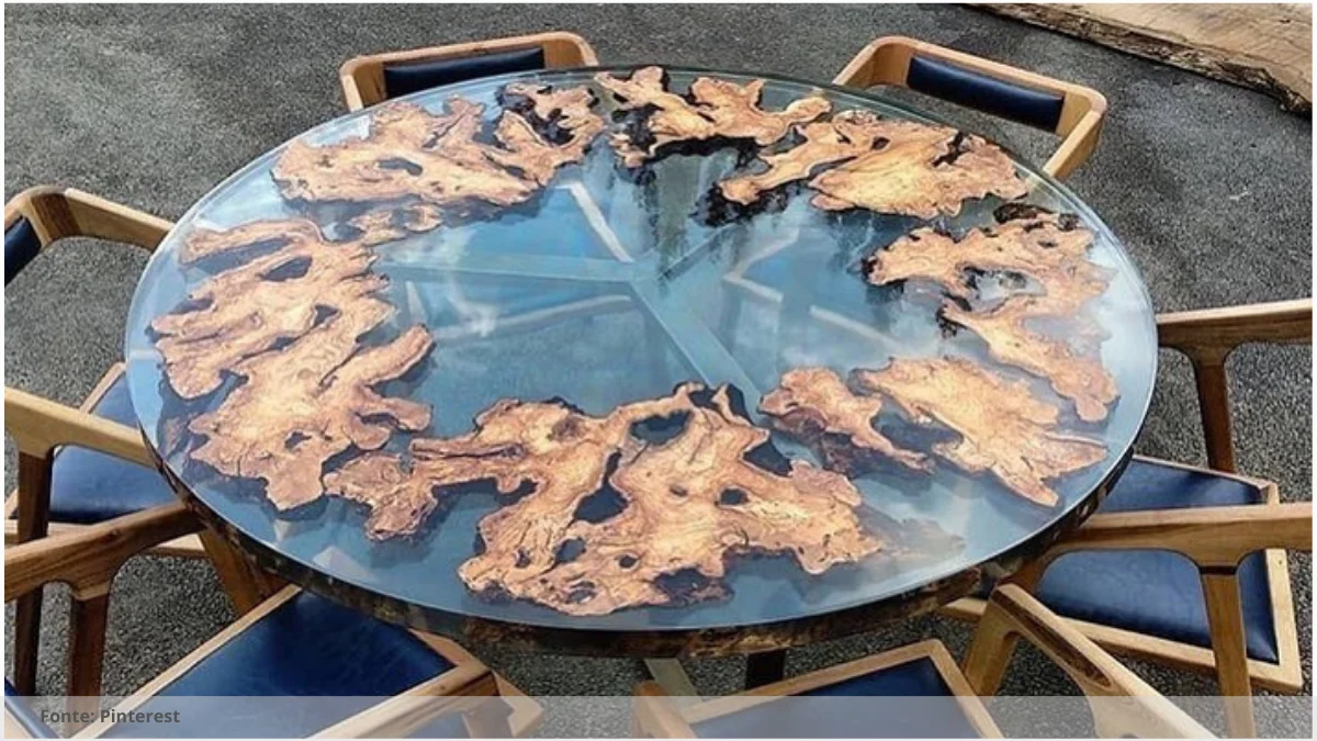 Mesa redonda resina epoxi