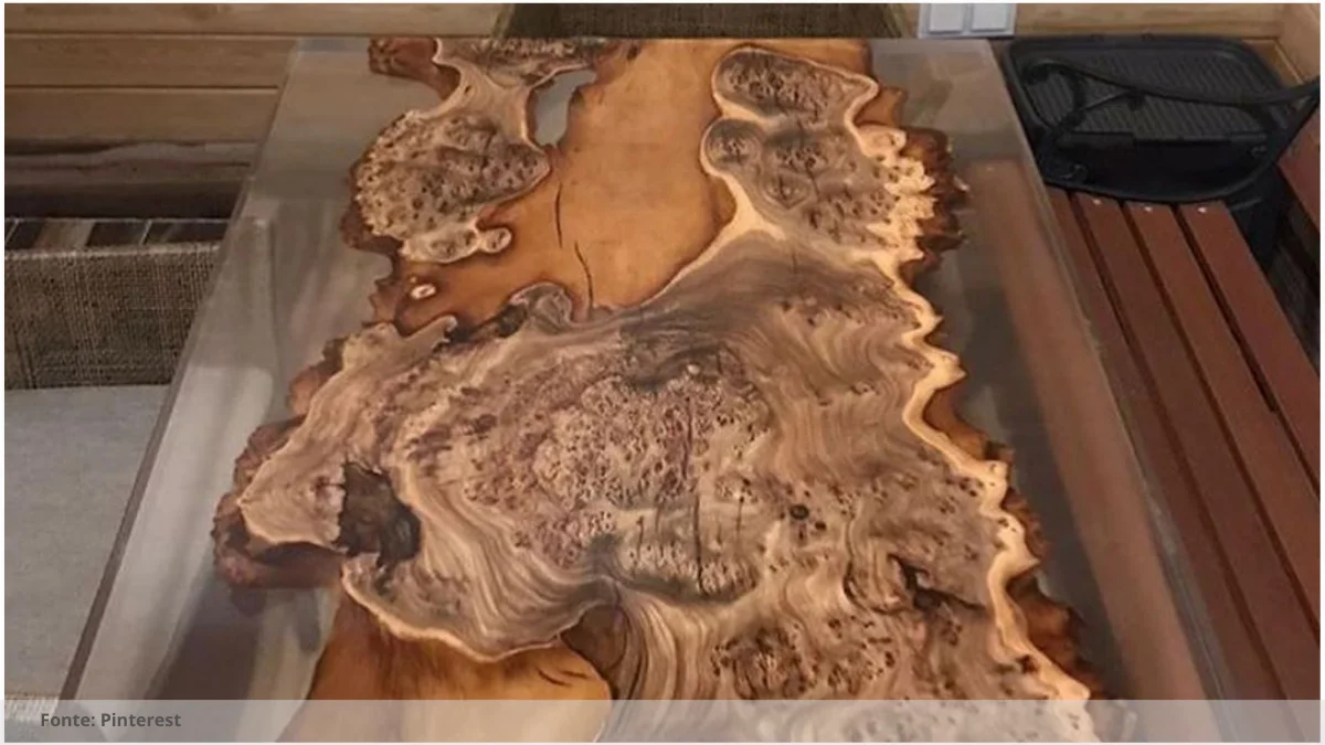 Mesa jantar resina vermelha