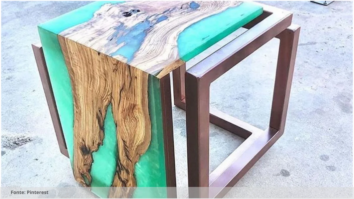 Mesa jantar resina vermelha