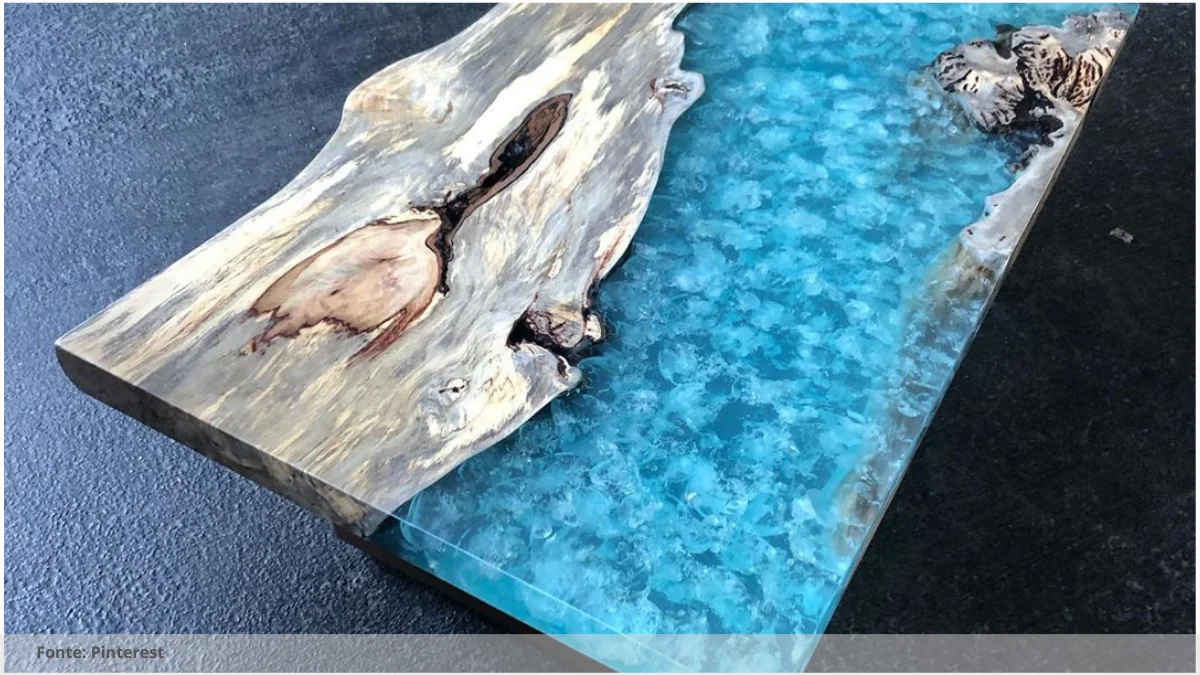 Mesa de resina madeira