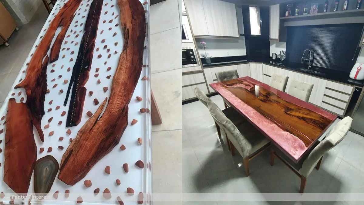 Resina epoxi mesa madeira