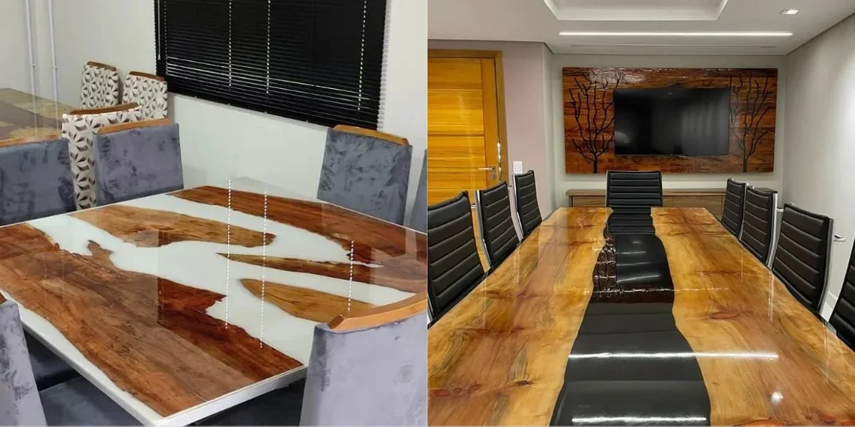 Resina mesa de madeira