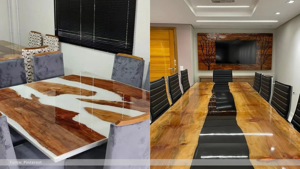 Resina mesa de madeira