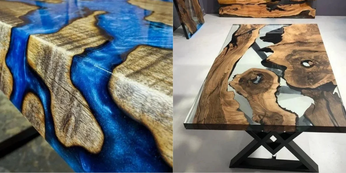 Mesas rusticas com resina