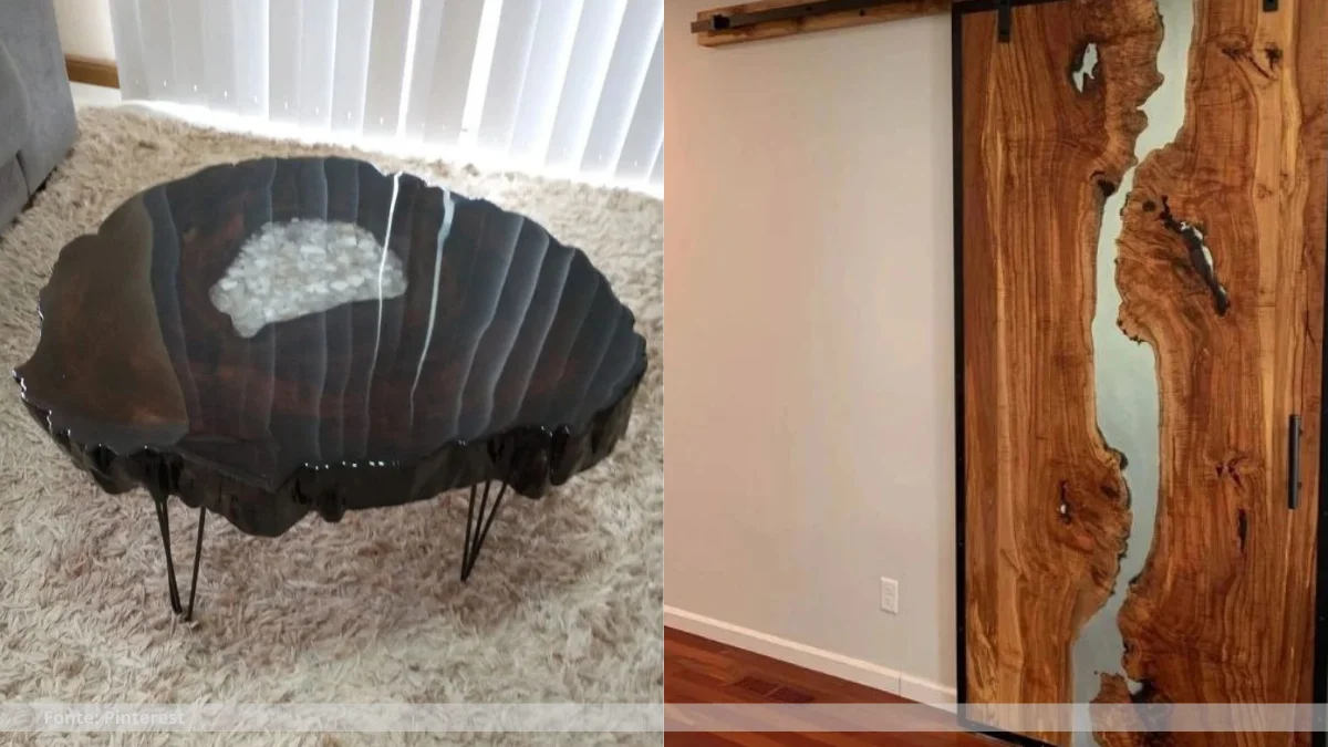 Mesas rusticas com resina