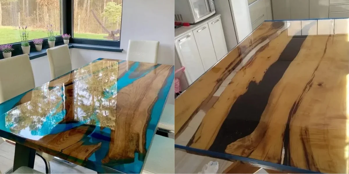 Mesa rustica de madeira resinada