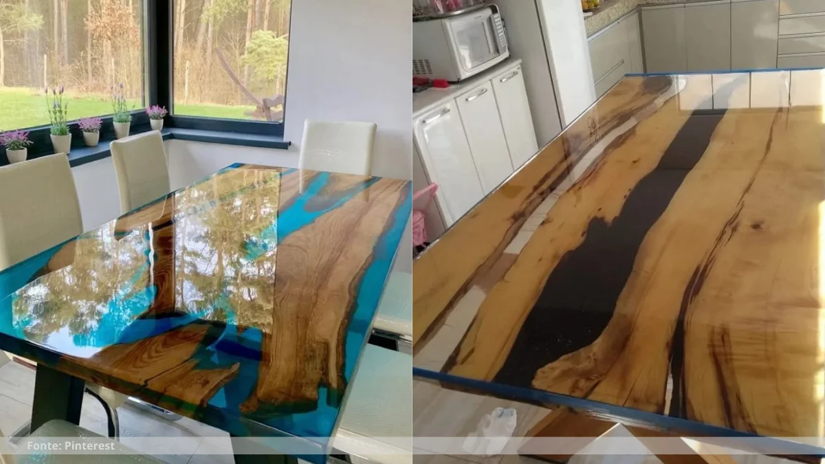 Mesa rustica de madeira resinada