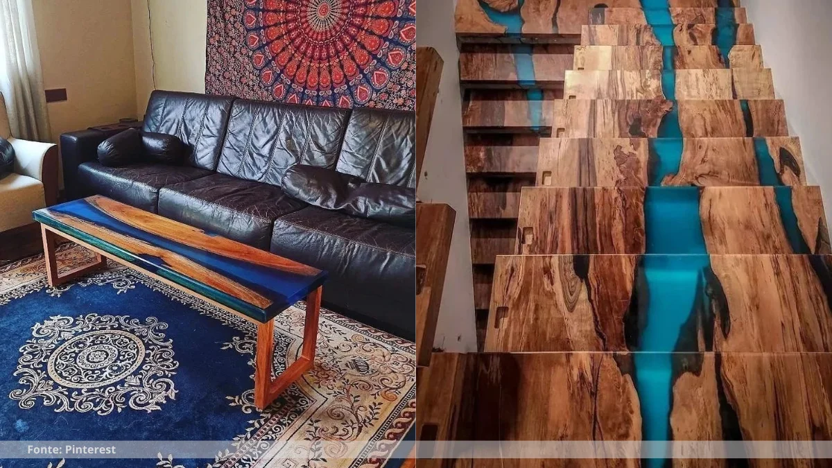 Mesa tampinha resina epoxi