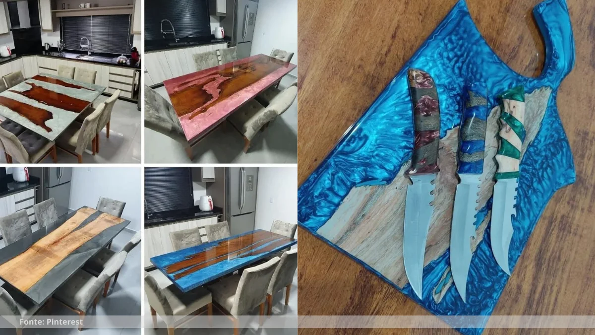 Mesa rustica de madeira resinada