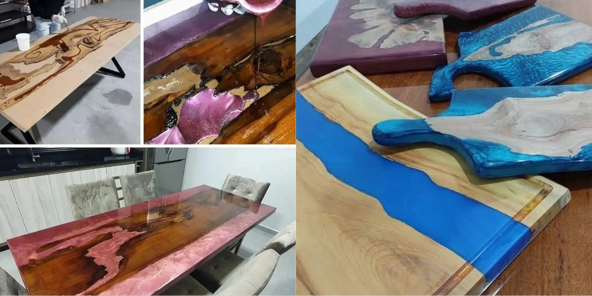 Mesa tampinha resina epoxi