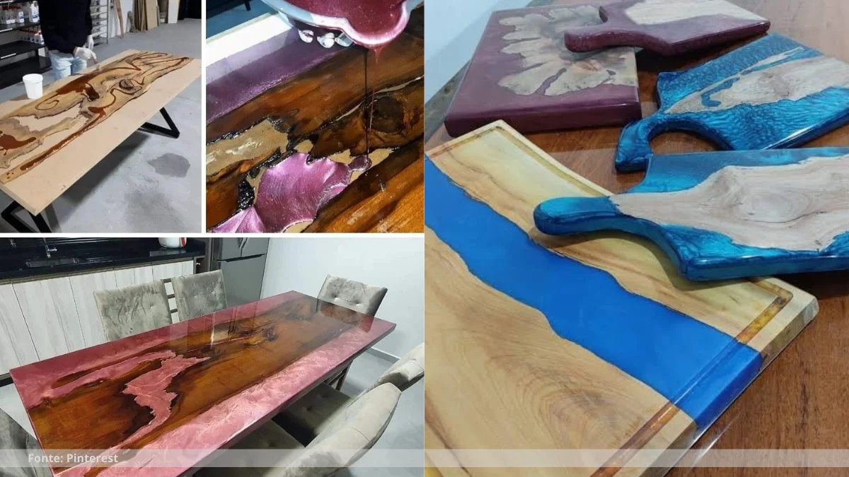 Mesa tampinha resina epoxi