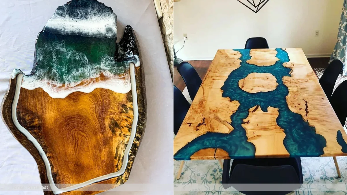 Mesas com resina