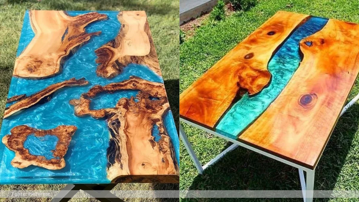 Mesa de madeira com resina preço