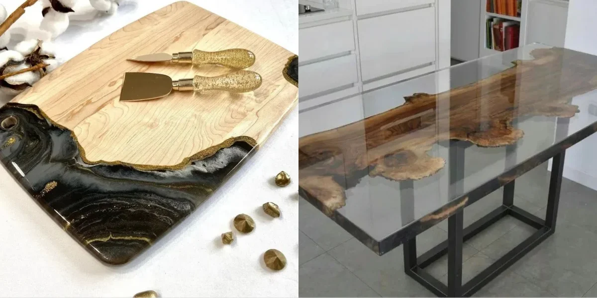 Mesa em resina e madeira