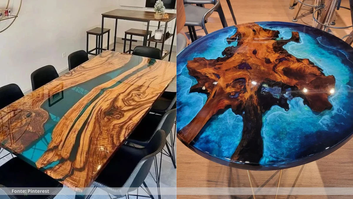 Mesa resinada madeira