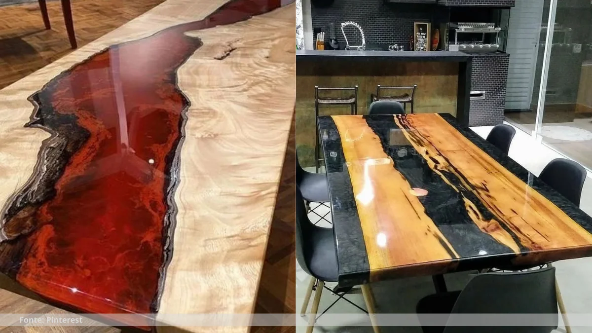 Mesa resinada quadrada