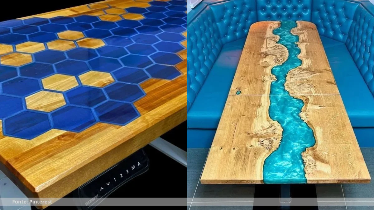 Mesa resinada quadrada