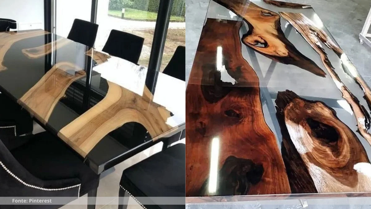 Mesa resinada rustica
