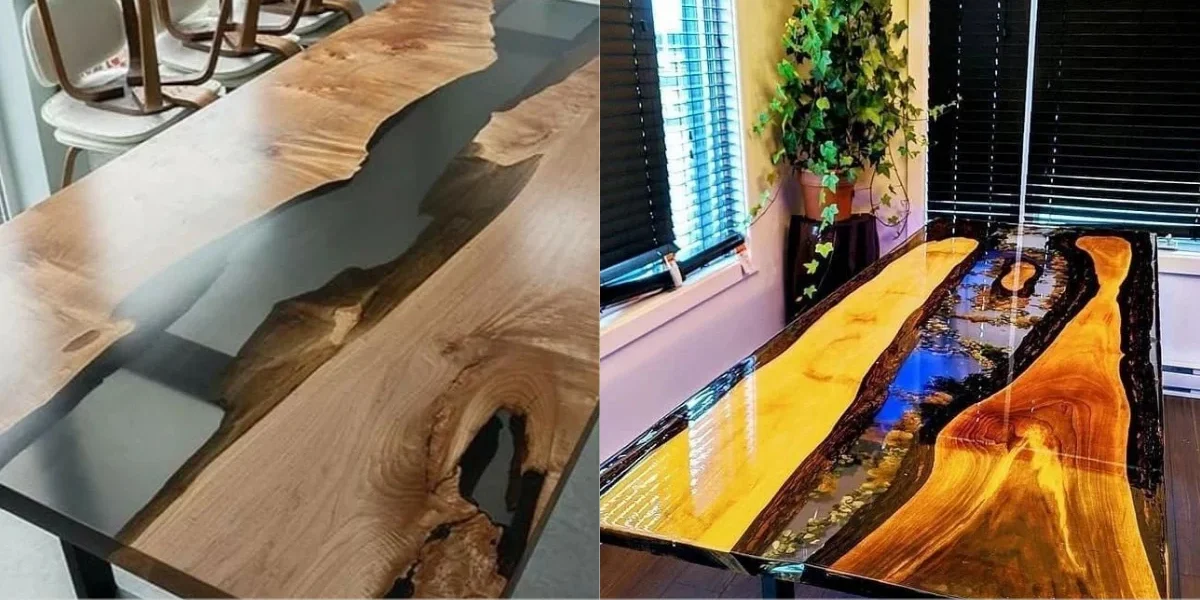 Mesa de madeira com resina preço