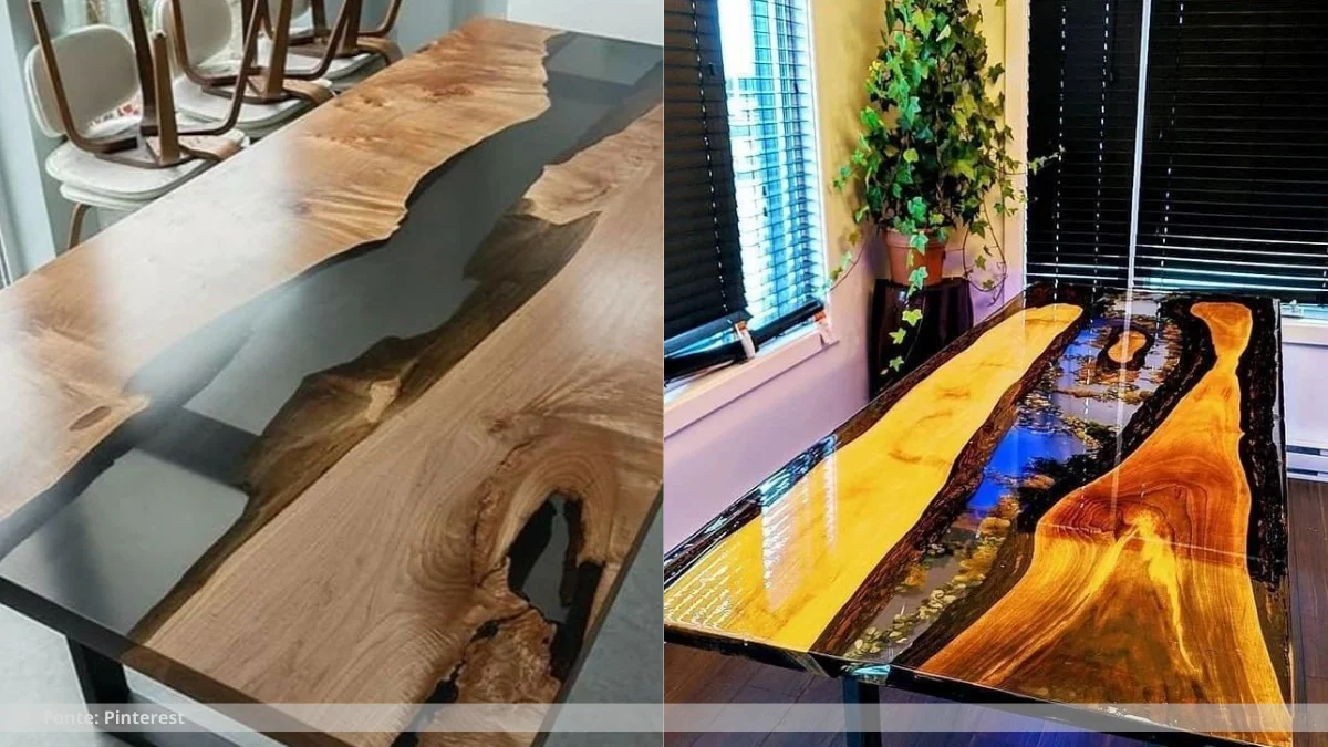 Mesa de madeira com resina preço