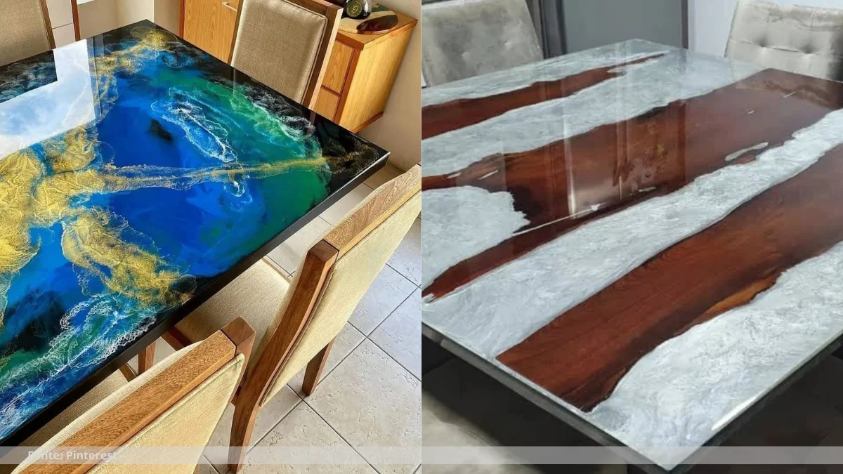 Mesa de centro rustica com resina