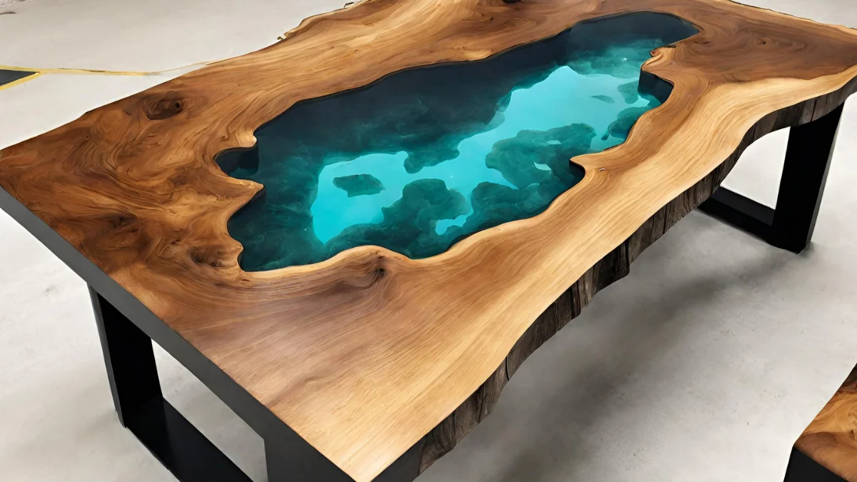 Diferentes acabamentos disponíveis para mesas de resina