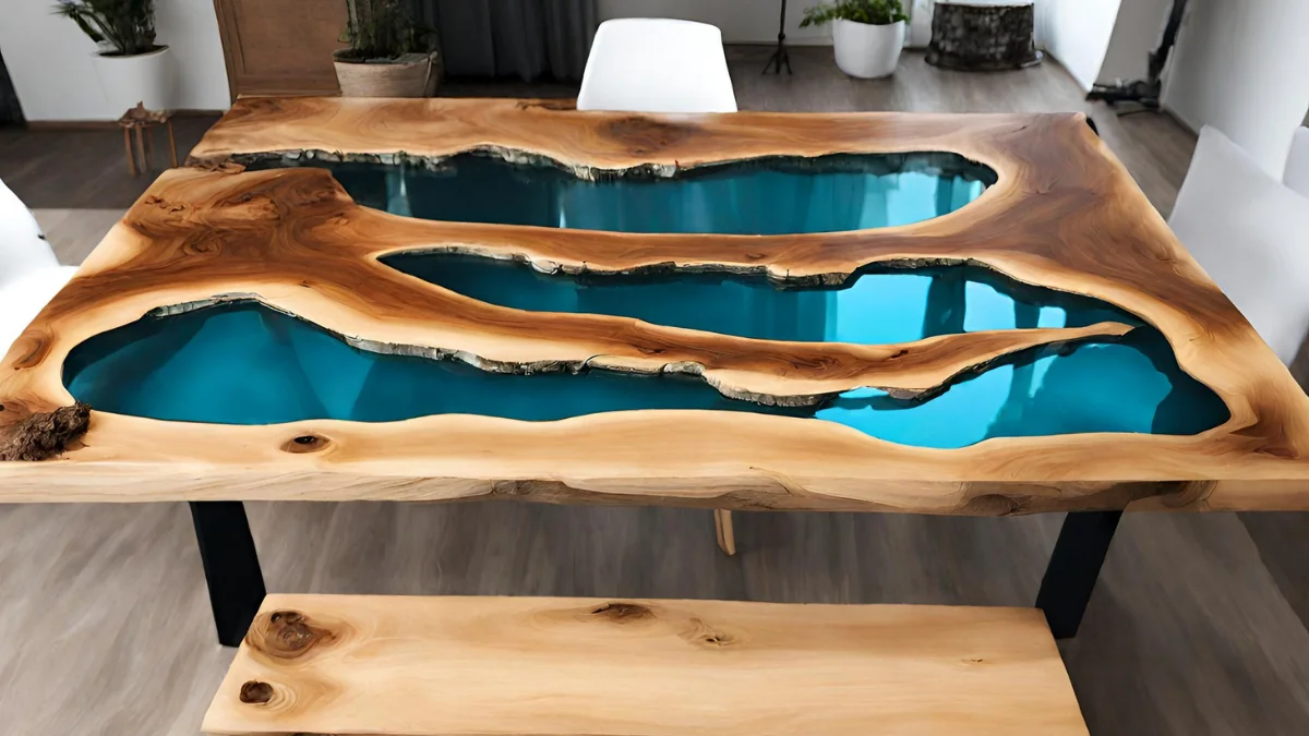 Diferentes acabamentos disponíveis para mesas de resina