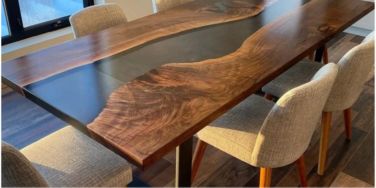 Mesa resinada estilo industrial