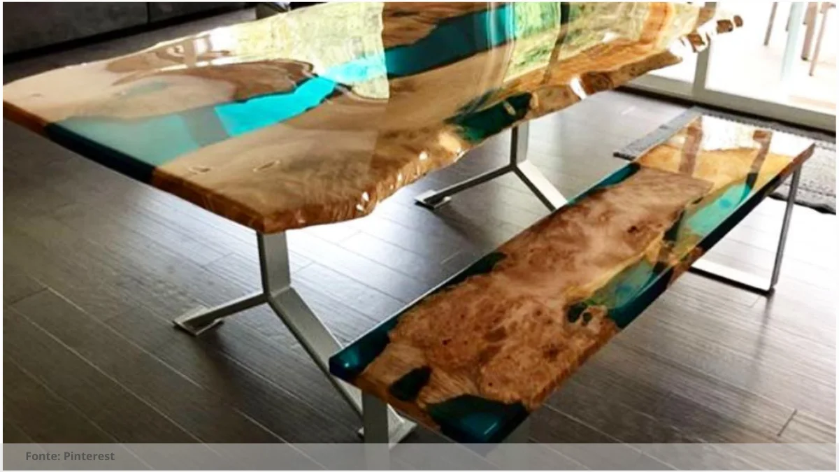 Mesa resinada para espaços de convivência Mesa resinada para espaços de convivência