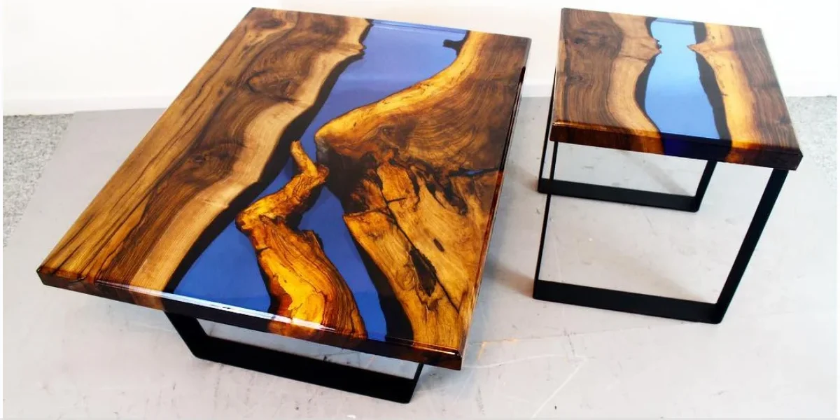 Mesa resinada com design orgânico