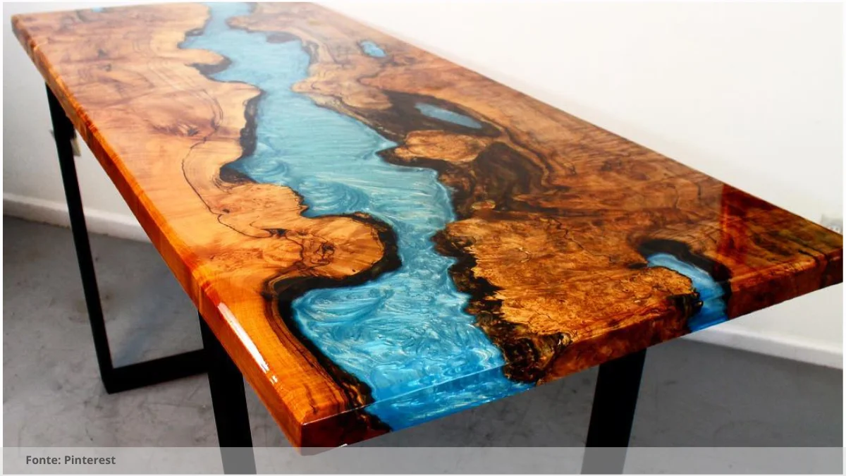 Mesa resinada para ambientes internos