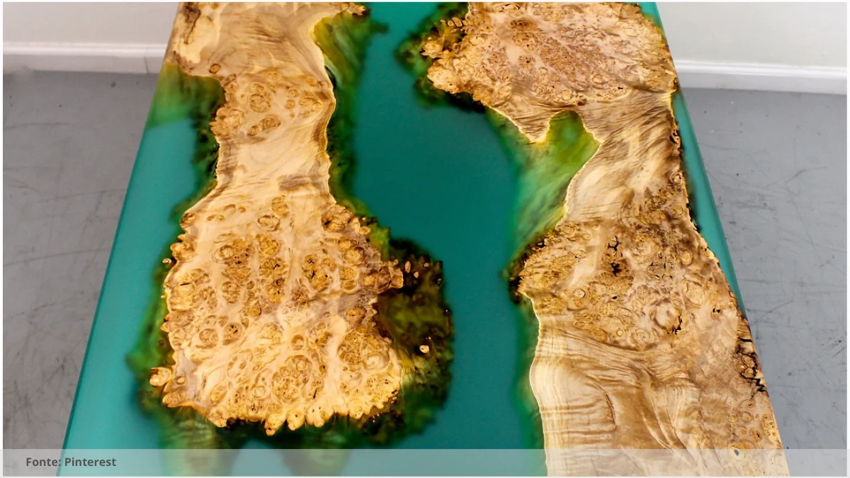 Mesa resinada com design minimalista