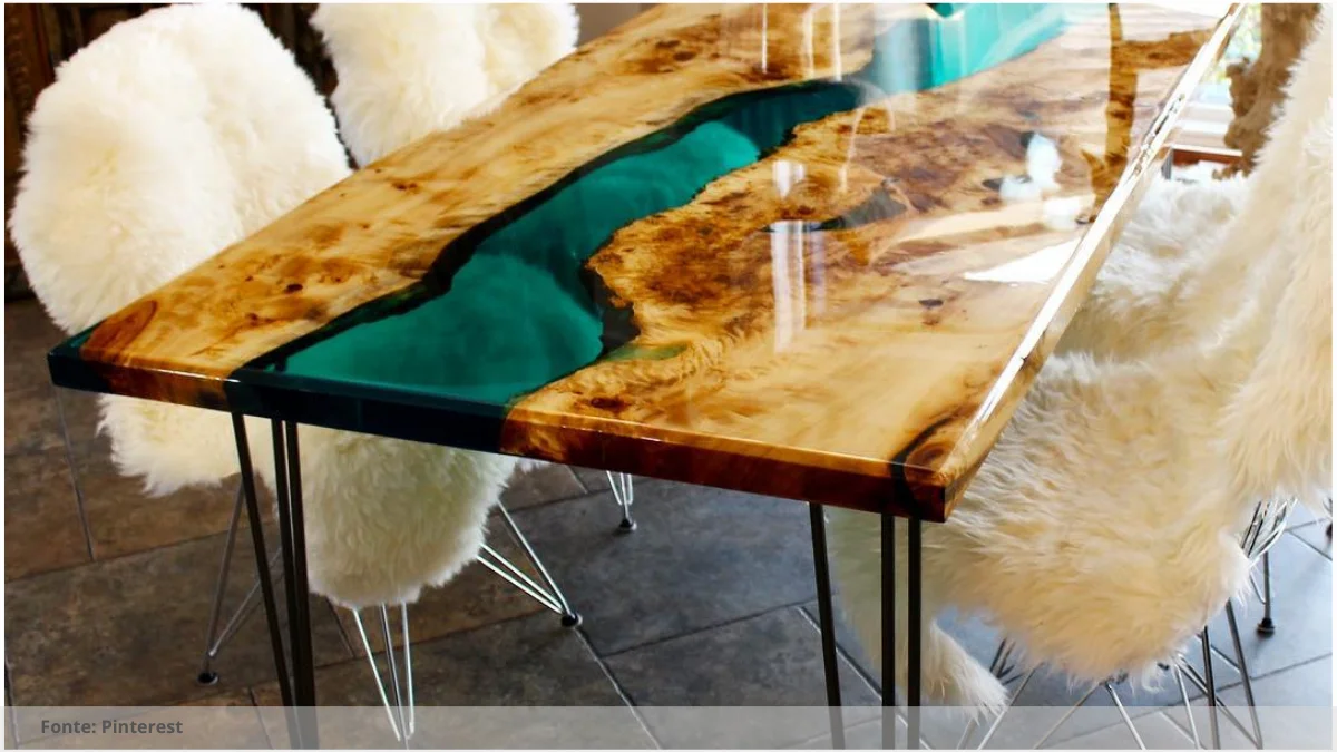 Mesa resinada para ambientes de inovação Mesa resinada para ambientes de inovação