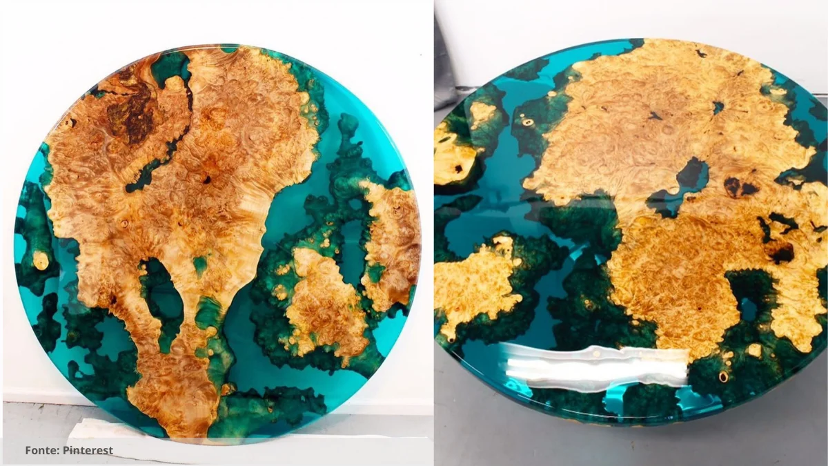 mesa de resina colorida