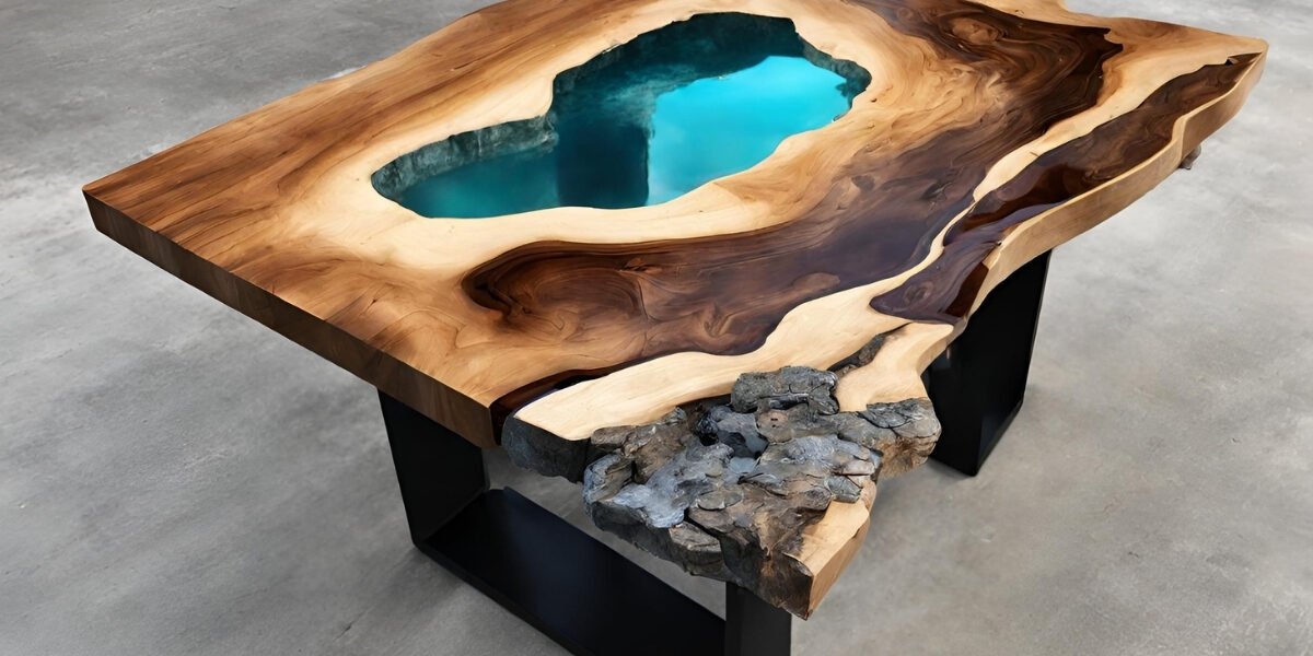 mesa de resina translúcida