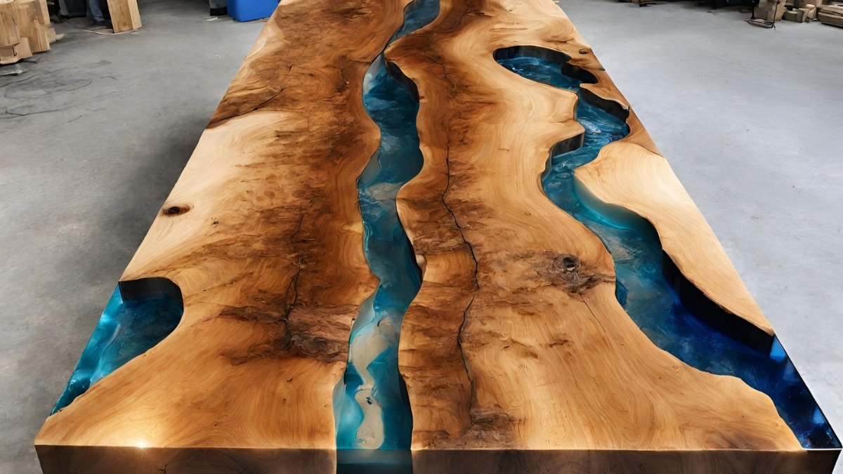 Remoção de bolhas em mesa resinada Remoção de bolhas em mesa resinada