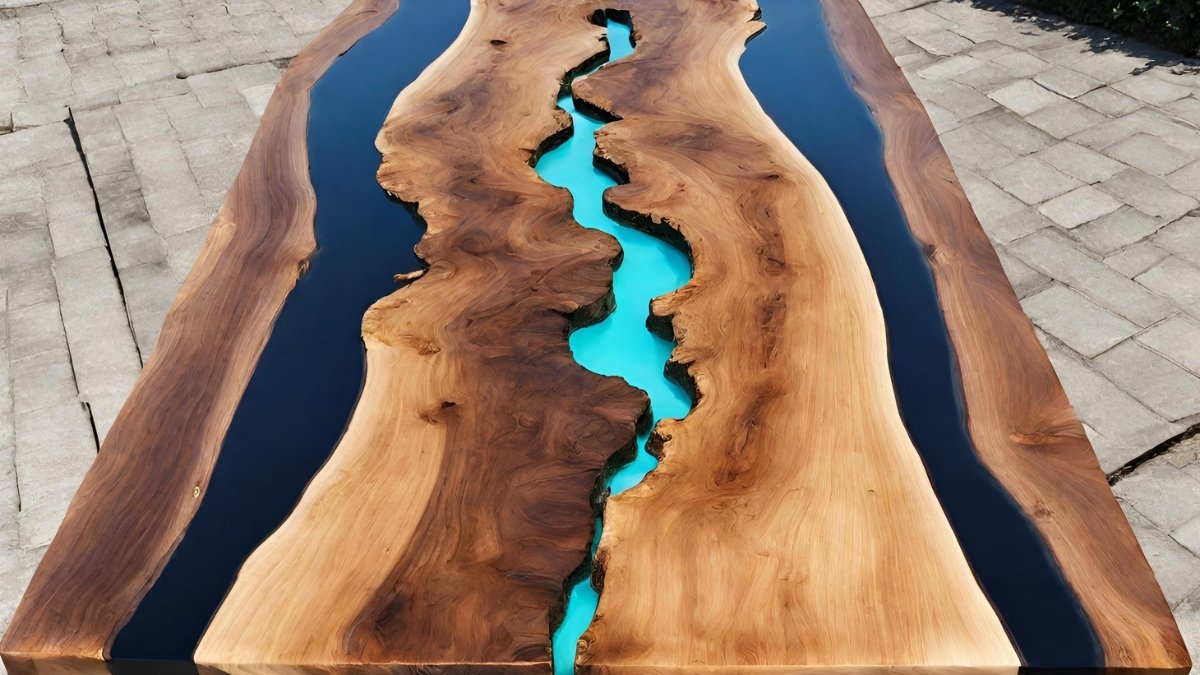 Resina em tampo de mesa de madeira