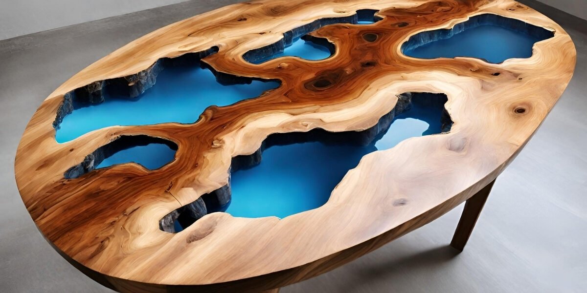 Mesa de resina com brinquedos