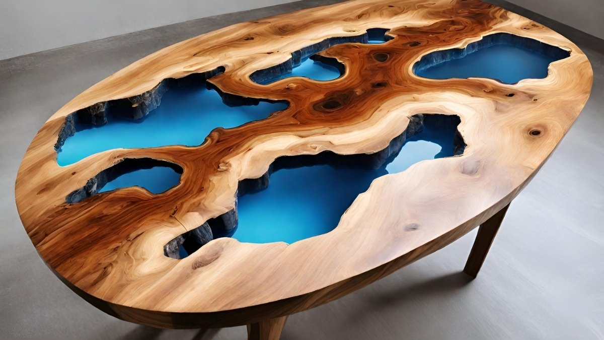 Mesa de resina com brinquedos