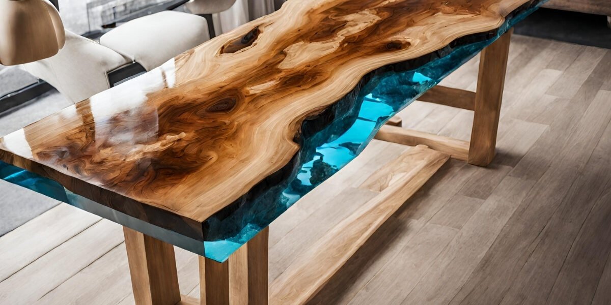Mesas de madeira rustica com resina