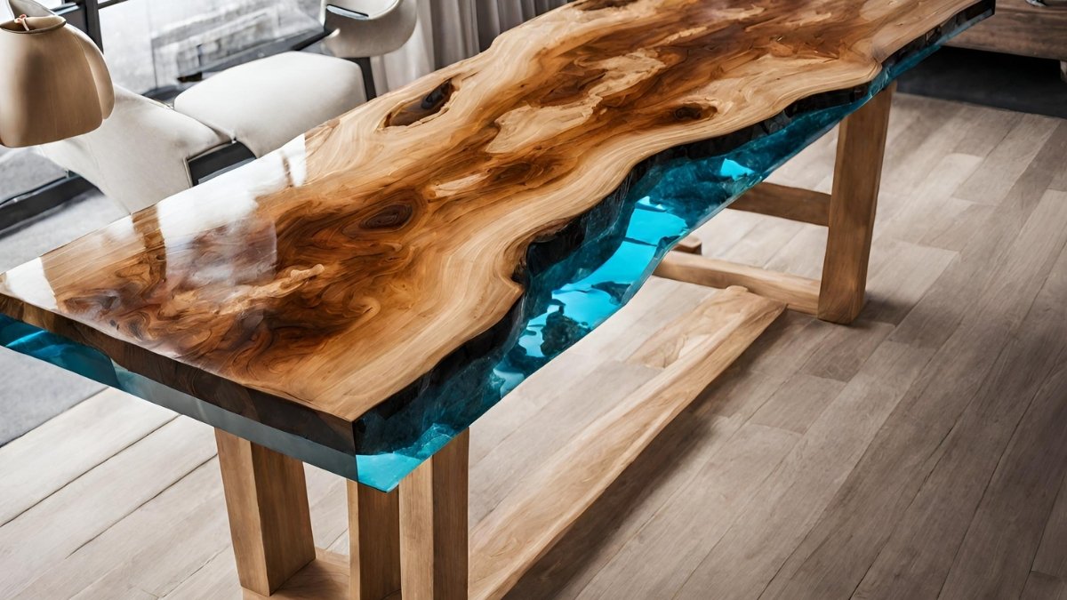 Mesas de madeira rustica com resina
