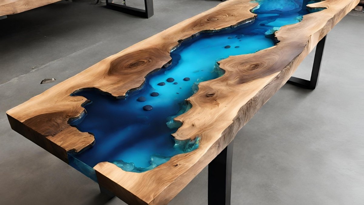 Mesa de resina com brinquedos