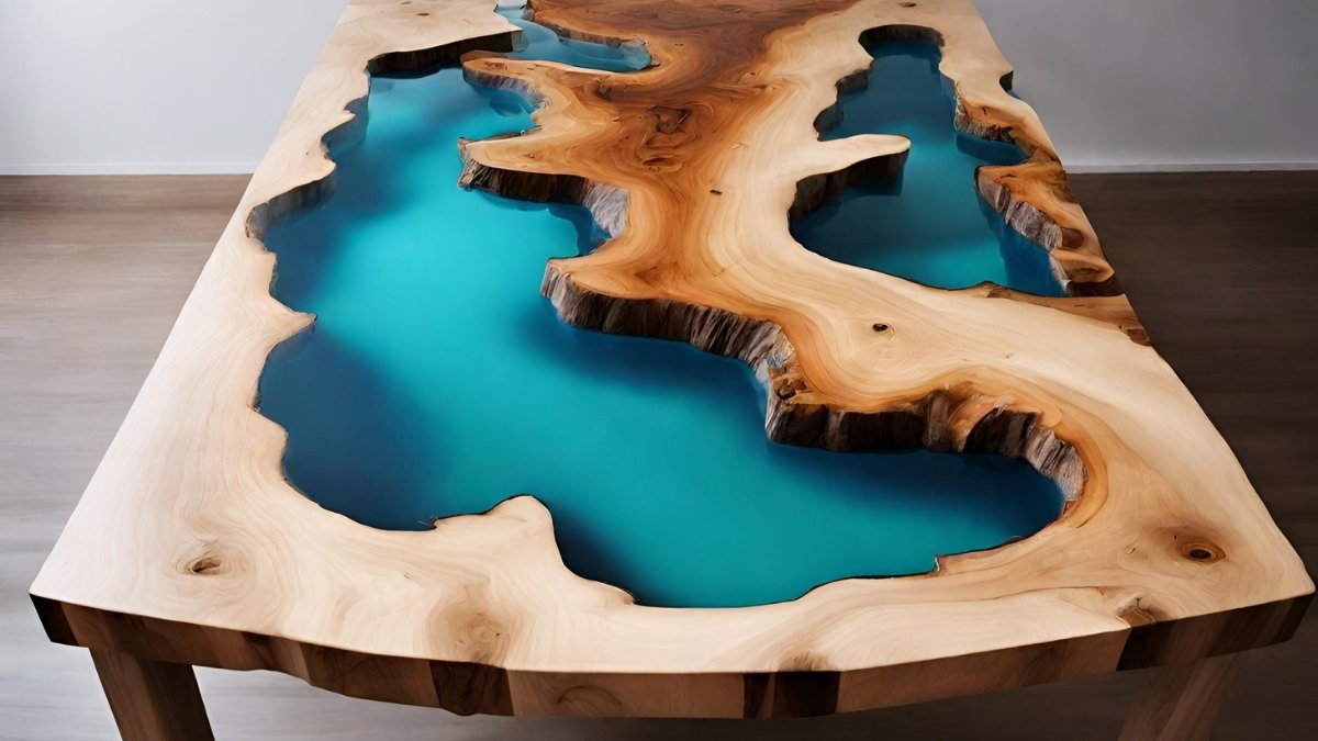 Mesas resinadas de madeira