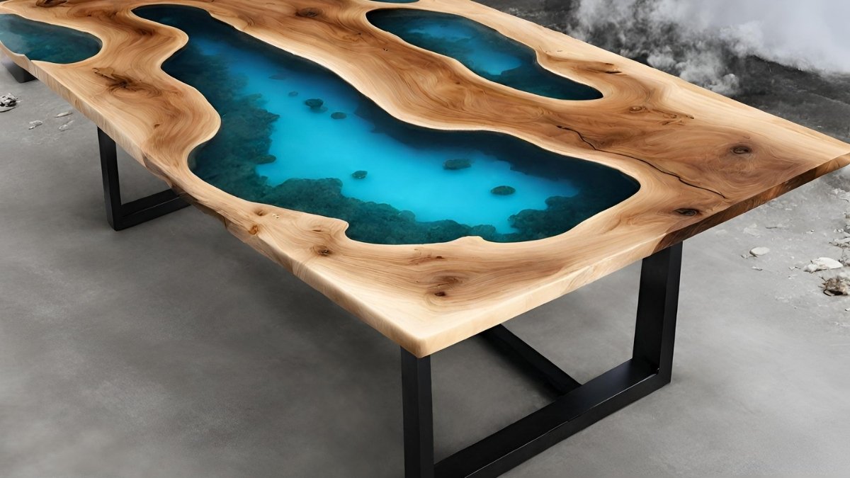 Mesas de madeira rustica com resina