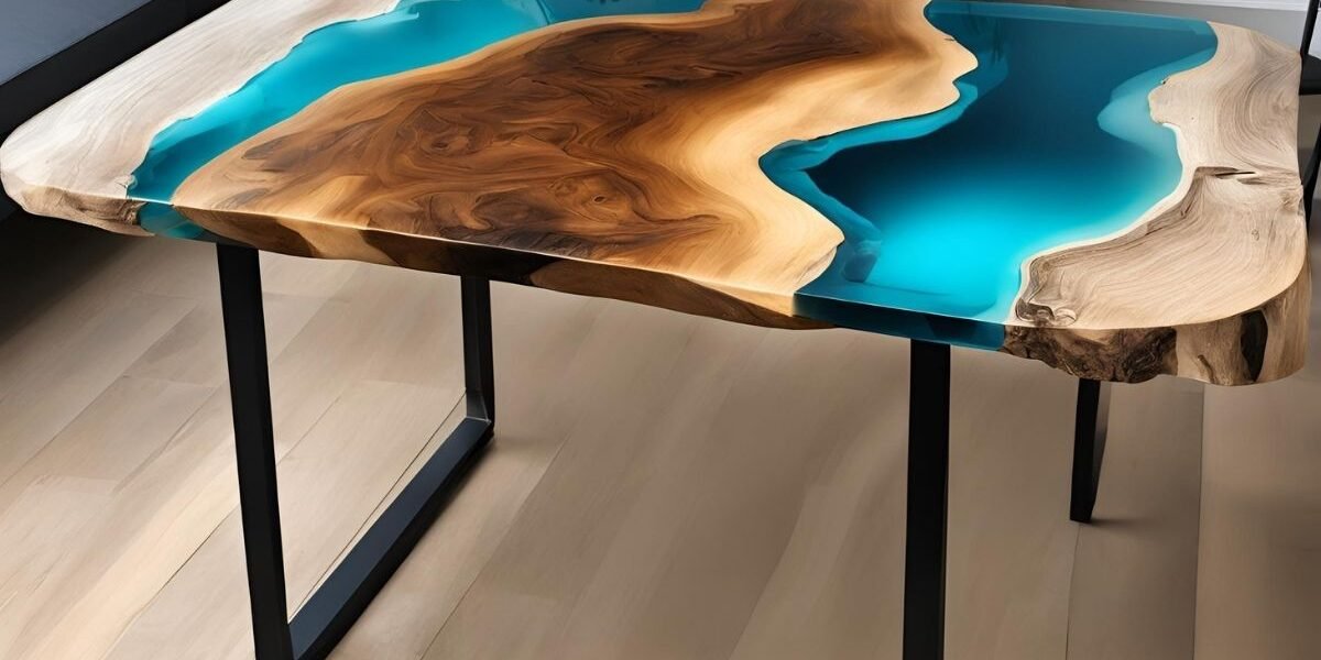 Mesa de centro madeira e resina