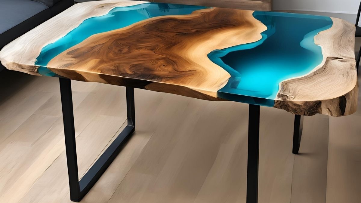 Mesa de centro madeira e resina