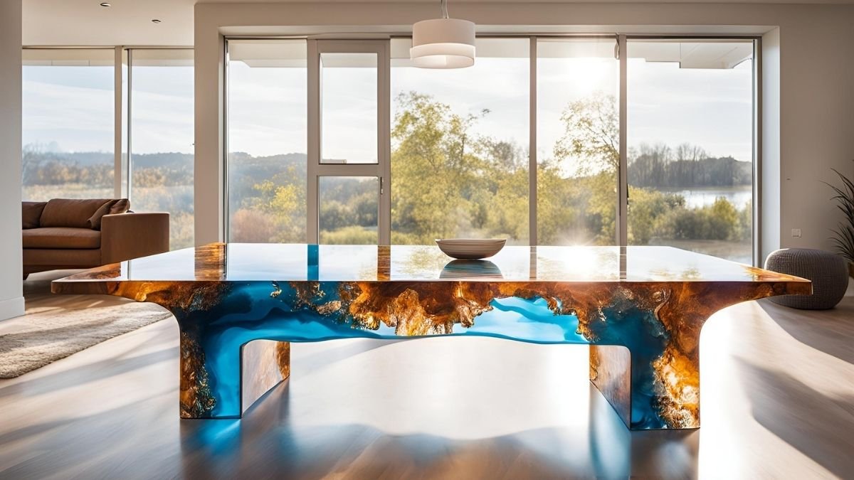 Mesa de centro com resina epóxi Mesa de centro com resina epóxi